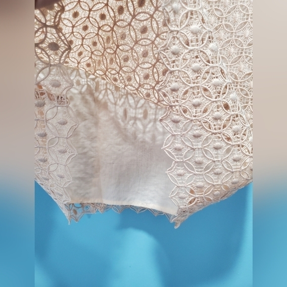 Zara Crochet Blush Pink High Neck Top. Ruffle Detail Front Lined Sz S. - Picture 7 of 9